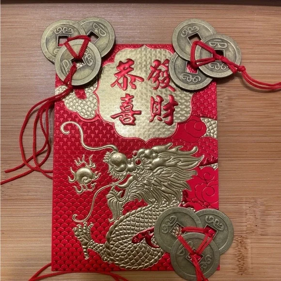 Year of the Dragon Money Luck Envelope 3 feng Shui Coin Set - Picture 4 of 12